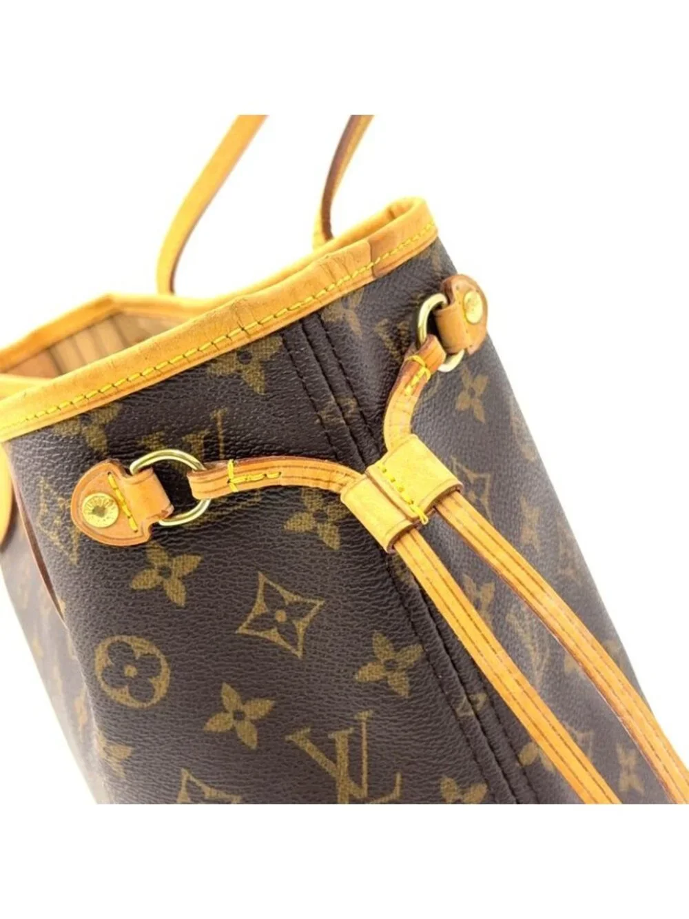 ★SOLD★ Louis Vuitton Neverfull PM Monogram Leather Brown Tote Gold - Picture 7 of 15